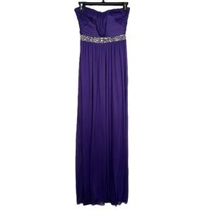 Size 3/4 Purple Prom Dress Bling Jeweled Gown Maxi Dress Formal Ruched Empire